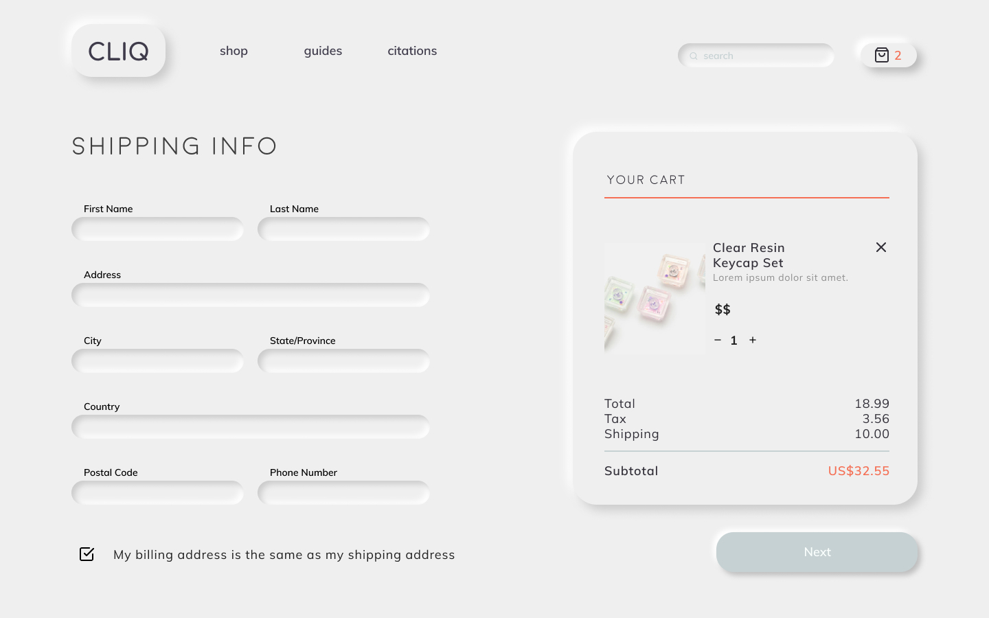 checkout page wireframes