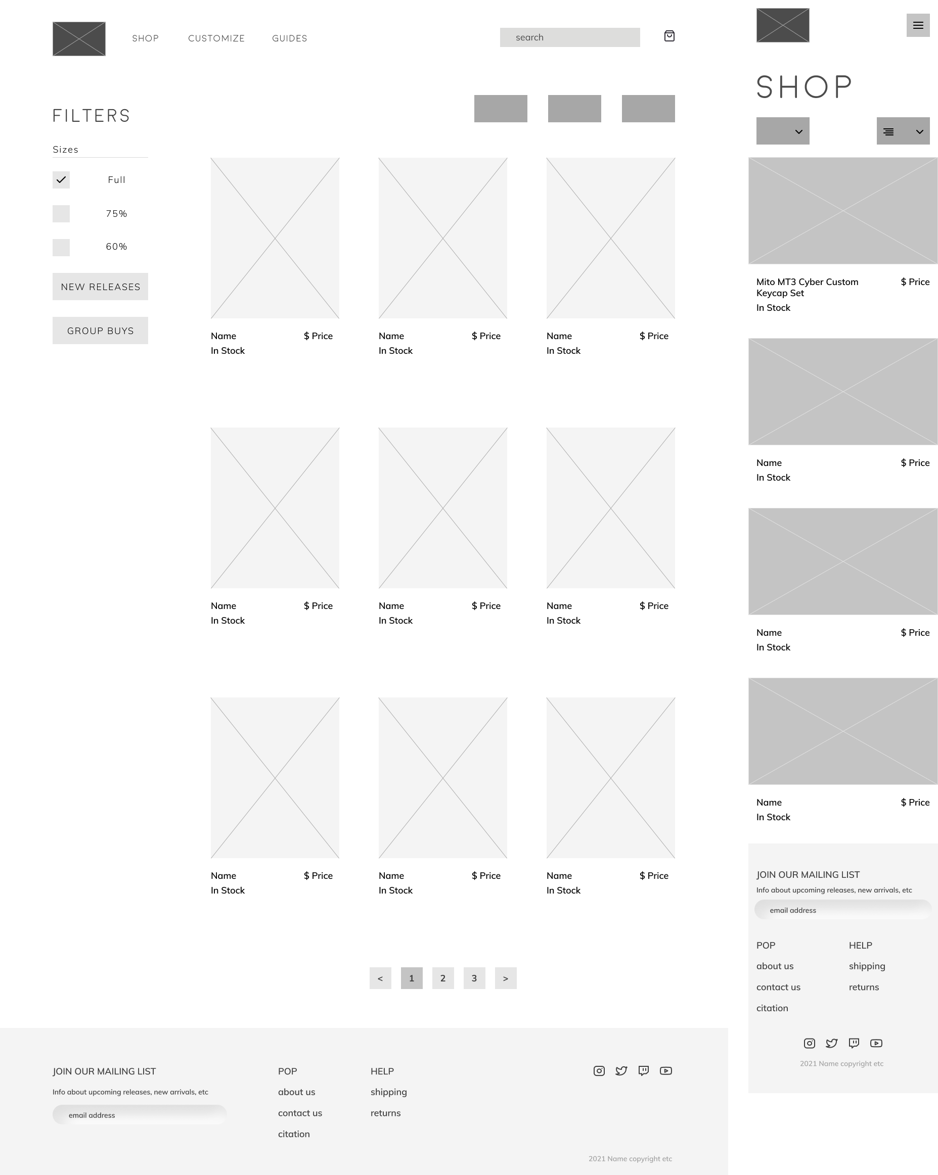 product list page wireframe