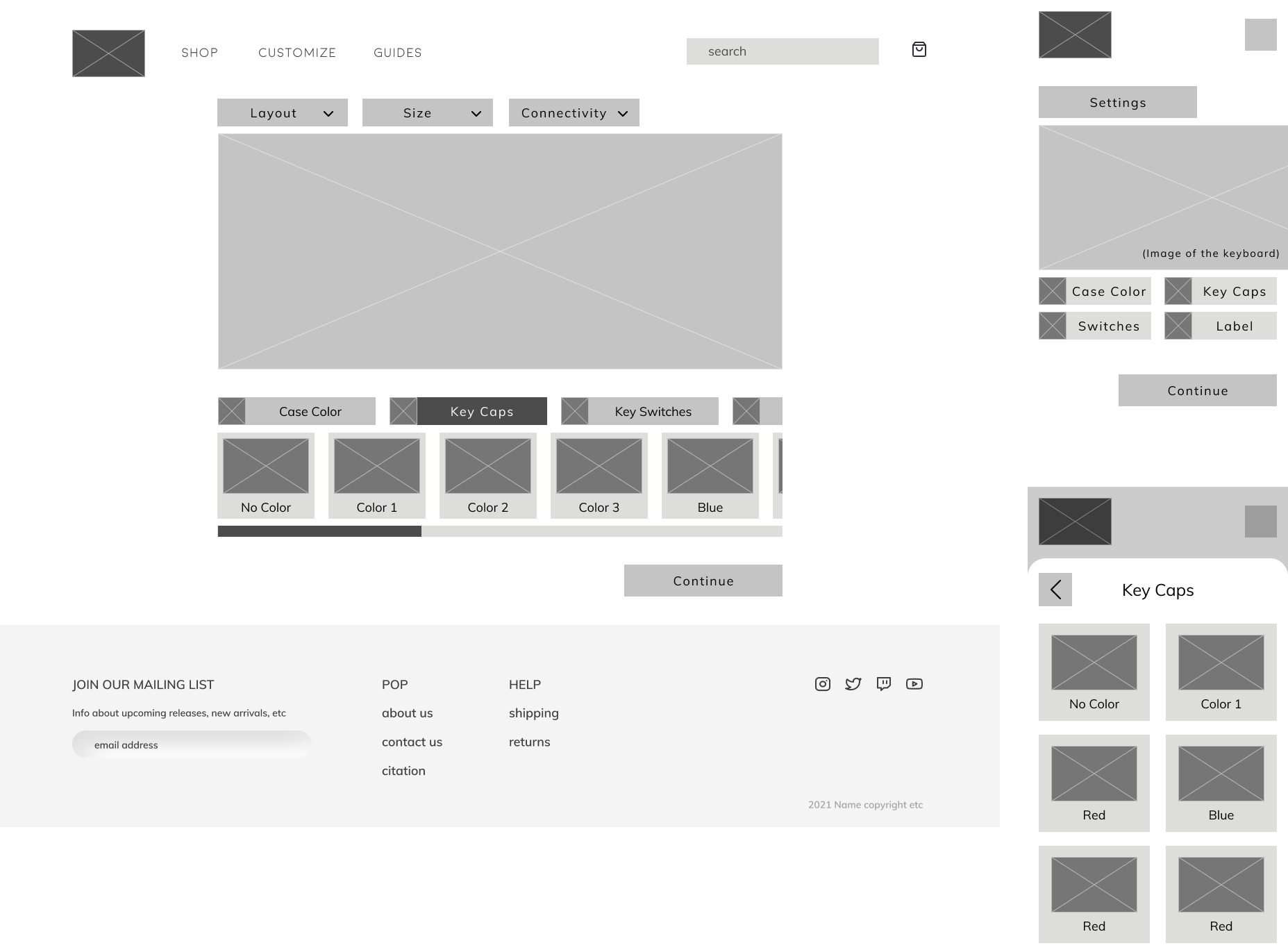 keyboard customizer wireframe